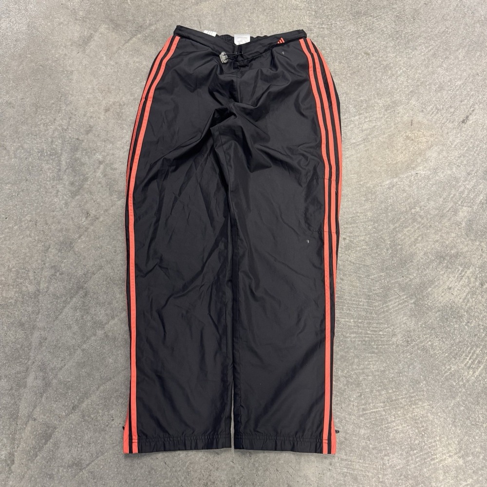 Vintage Adidas Track Pants Black Women's Embroidered Adjustable Striped Medium